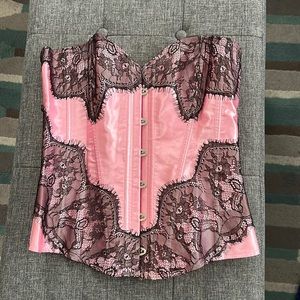 Pink and black corset